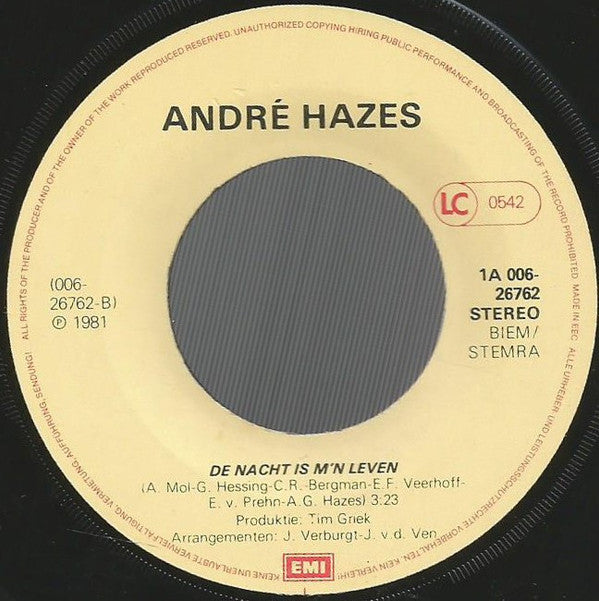André Hazes : Zeg Maar Niets Meer (7",45 RPM,Single)