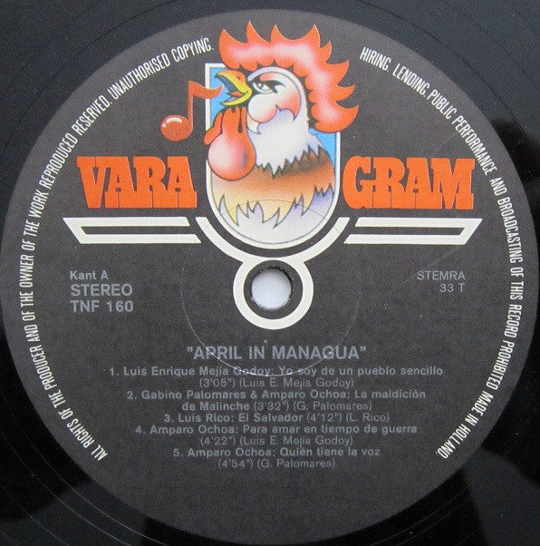 Various : April In Managua - The Central American Peace Concert (LP)