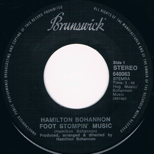 Hamilton Bohannon : Foot Stompin' Music (7",45 RPM,Single,Stereo)