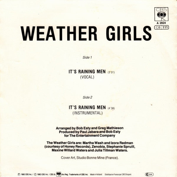 Weather Girls, The : It's Raining Men! (7",45 RPM,Single,Stereo)