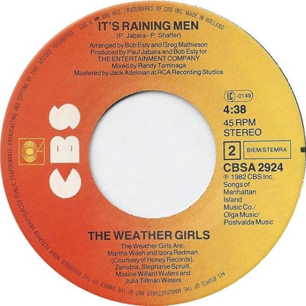 Weather Girls, The : It's Raining Men! (7",45 RPM,Single,Stereo)