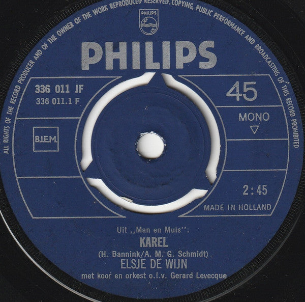 Elsje De Wijn : Karel / Oorspronkelijk (7",45 RPM,Single,Mono)