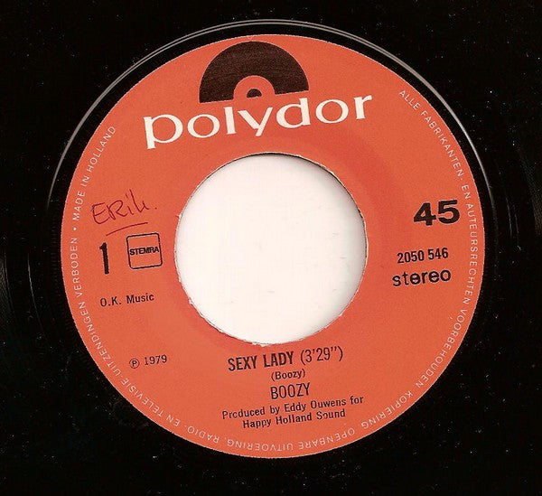 Boozy : Sexy Lady (7",45 RPM,Single,Stereo)