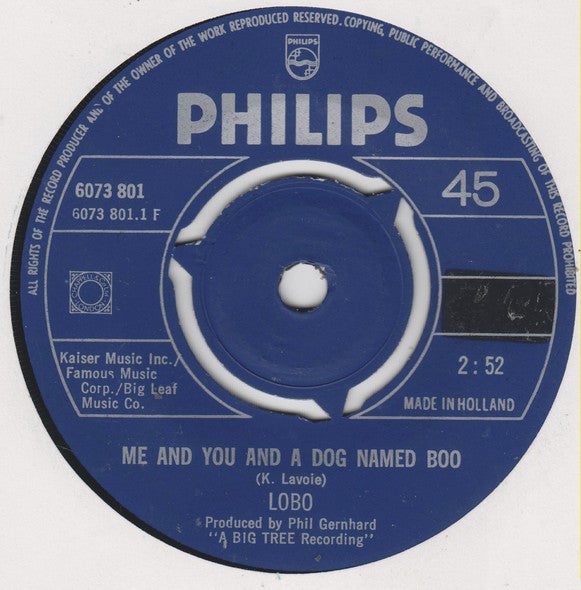 Lobo (3) : Me And You And A Dog Named Boo (7",45 RPM)