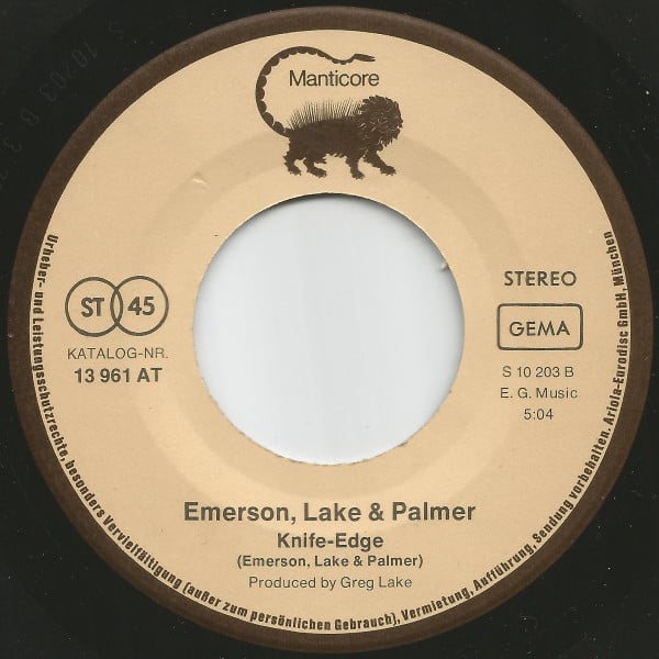 Emerson, Lake & Palmer : Lucky Man / Knife-Edge (7",45 RPM,Single,Reissue,Stereo)