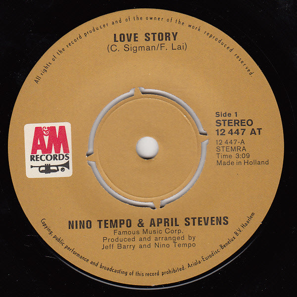Nino Tempo & April Stevens : Love Story (7",Single,45 RPM)