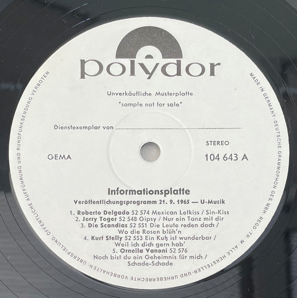 Various : Informationsplatte Veröffentlichungsprogramm 21.9.1965 - U-Musik (LP,Compilation,Promo)