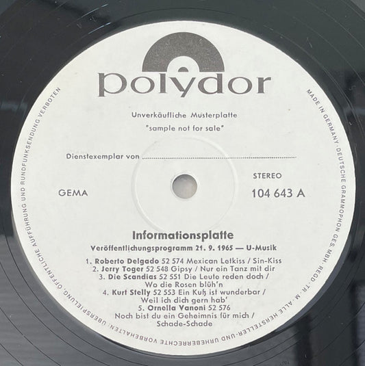 Various : Informationsplatte Veröffentlichungsprogramm 21.9.1965 - U-Musik (LP,Compilation,Promo)