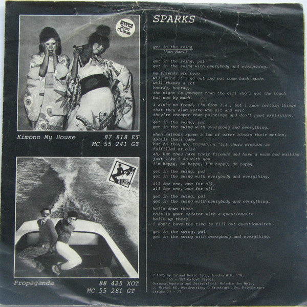 Sparks : Get In The Swing (7",45 RPM,Single)