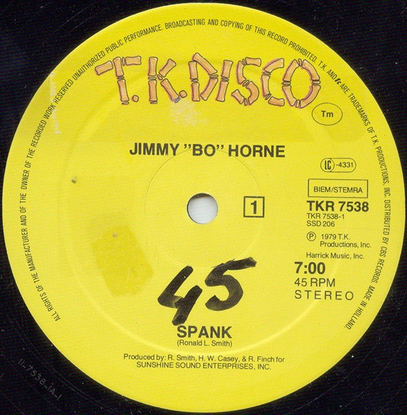Jimmy "Bo" Horne : Spank (12",45 RPM)