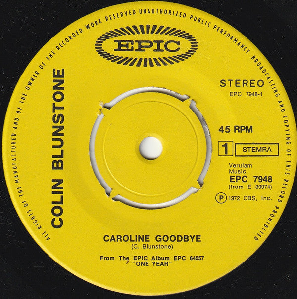Colin Blunstone : Caroline Goodbye (7",45 RPM,Single,Stereo)