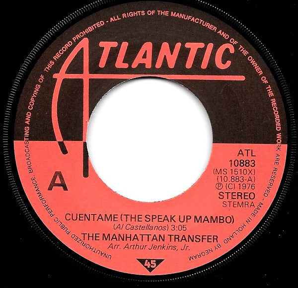 Manhattan Transfer, The : Cuentame (7",45 RPM,Single,Stereo)