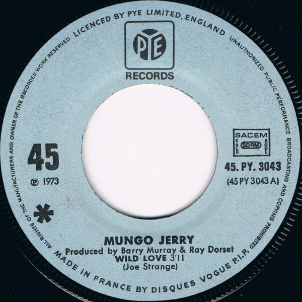 Mungo Jerry : Wild Love (7",45 RPM,Single)