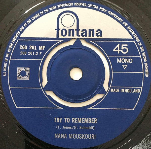 Nana Mouskouri : Mon Enfant (7",Single,45 RPM,Mono)