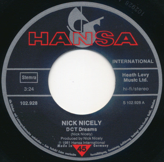 Nick Nicely : DCT Dreams (7",45 RPM,Single,Reissue)