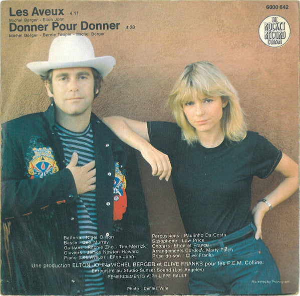 Elton John & France Gall : Les Aveux / Donner Pour Donner (7",Single,Stereo)
