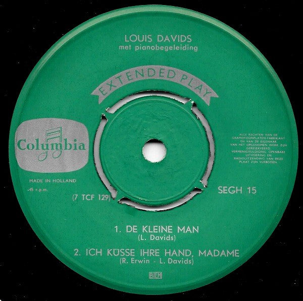 Louis Davids : De Kleine Man (7",EP)