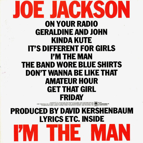 Joe Jackson : I'm The Man (LP,Album)