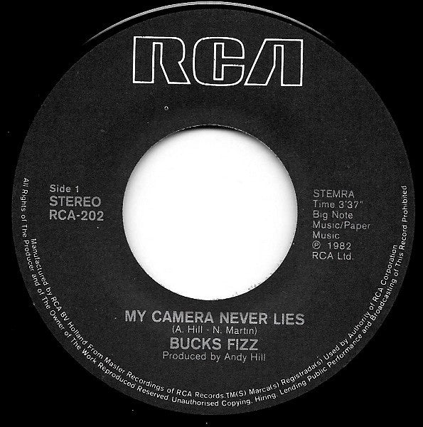 Bucks Fizz : My Camera Never Lies (7",45 RPM,Single,Stereo)