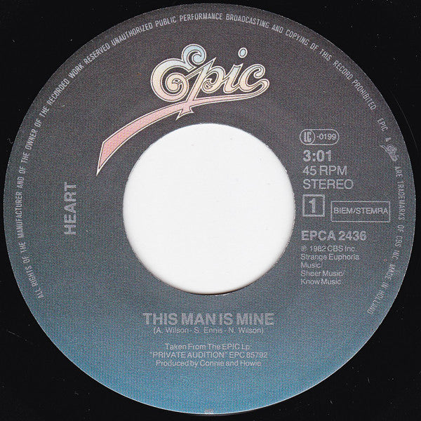Heart : This Man Is Mine (7",Single,45 RPM)