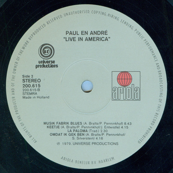 Paul & André : Live In America (LP,Album)