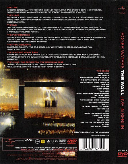 Roger Waters : The Wall (Live In Berlin) (DVD-Video,Multichannel,PAL,Reissue,Stereo)