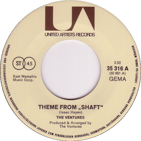 Ventures, The : Theme From "Shaft" / Tight Fit (7",45 RPM,Single,Stereo)