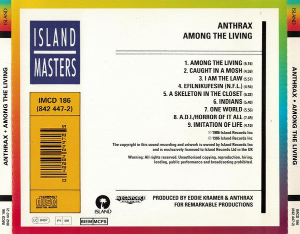 Anthrax : Among The Living (CD, Album, RE, RP)