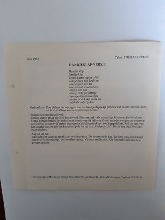 Unknown Artist : Kleuterliedjes (7",45 RPM,Stereo)