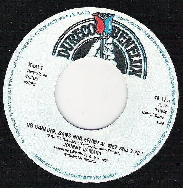 Johnny Camaro : Oh Darling Dans Nog Één Keer Met Mij (7",45 RPM)
