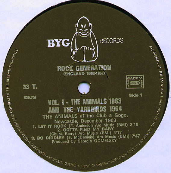 Animals, The + Yardbirds, The : Rock Generation Volume 1 - The Animals 1963 + The Yardbirds 1964 (LP,Compilation)