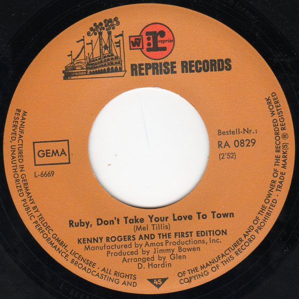Kenny Rogers & The First Edition : Ruby, Don't Take Your Love To Town (7",45 RPM,Single)