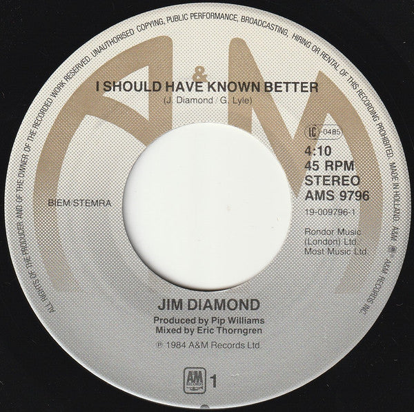 Jim Diamond : I Should Have Known Better ()