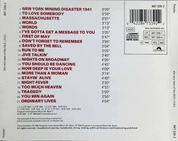 Bee Gees : The Very Best Of The Bee Gees (Compilation)