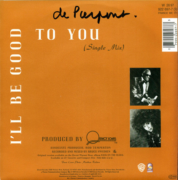 Quincy Jones Featuring Ray Charles and Chaka Khan : I'll Be Good To You (7",45 RPM,Single,Stereo)