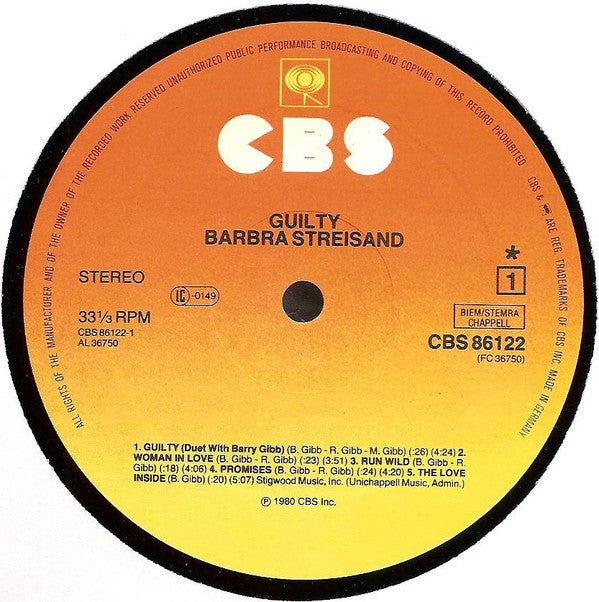 Barbra Streisand : Guilty (LP,Album)
