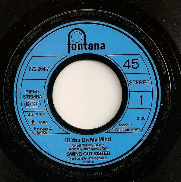 Swing Out Sister : You On My Mind (7",Single,45 RPM)