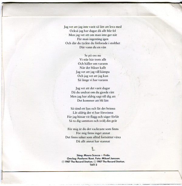 Ratata : Så Länge Vi Har Varann (7",45 RPM,Single)