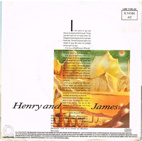 Dave Stewart & Barbara Gaskin : I'm In A Different World (7",45 RPM,Single,Stereo)