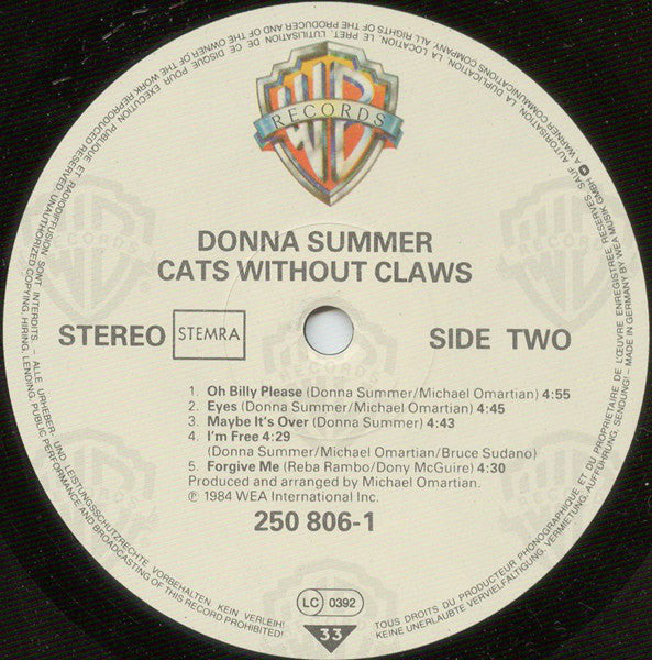 Donna Summer : Cats Without Claws (LP,Album)