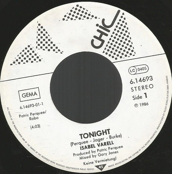 Isabel Varell : Tonight (New Mix) (7",Single,45 RPM)