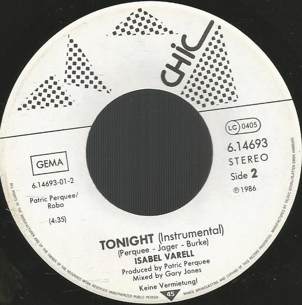 Isabel Varell : Tonight (New Mix) (7",Single,45 RPM)