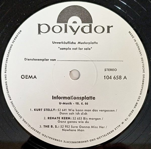 Various : Informationsplatte-  U-Musik - 18. 4. 66 (LP,Compilation,Promo,Stereo)