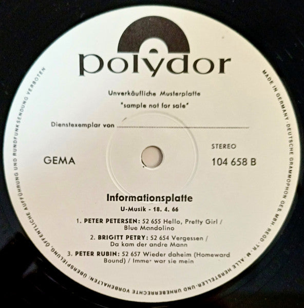 Various : Informationsplatte-  U-Musik - 18. 4. 66 (LP,Compilation,Promo,Stereo)