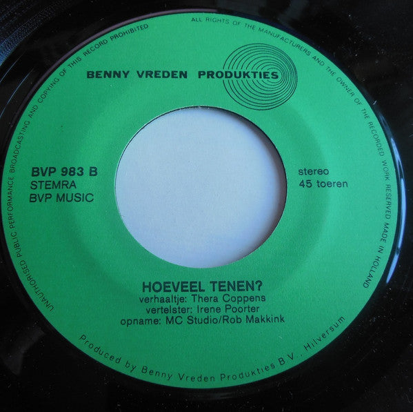 Thera Coppens, Hans Peters Jr. : Vijf Kabouters / Hoeveel Tenen? (7",45 RPM,Stereo)
