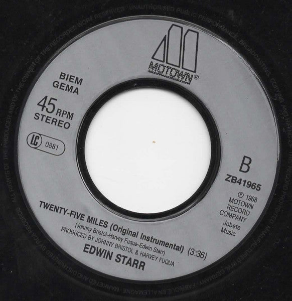 Edwin Starr : Twenty Five Miles (Remix '89) (7",45 RPM,Single,Stereo)