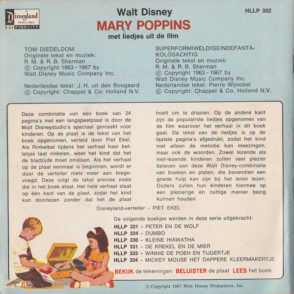 Piet Ekel, Tonny More, Cocktail Trio : Het Verhaal Van Mary Poppins (7",33 ⅓ RPM)