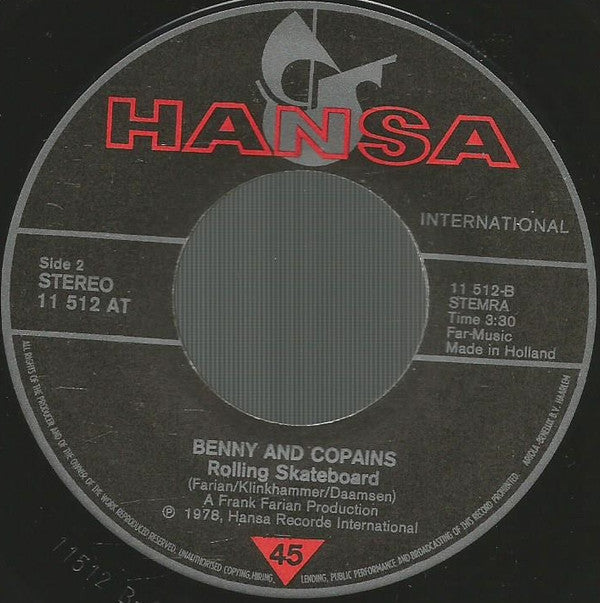 Benny (4) And Copains : Skateboard (7",45 RPM,Single,Stereo)