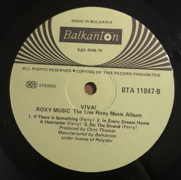 Roxy Music : Viva ! The Live Roxy Music Album (LP,Album)