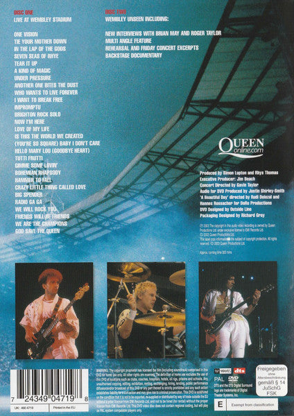 Queen : Live At Wembley Stadium (DVD-Video,Multichannel,PAL,Album,Reissue,Stereo)